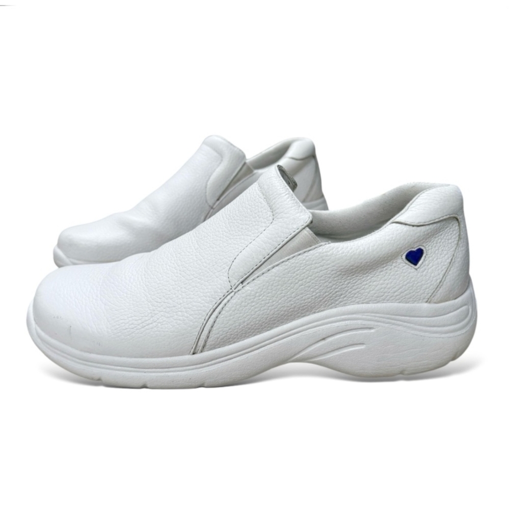 Nurse Mates Dove Leather Slip On Nursing Shoes White 229904 Clinical CNA RN